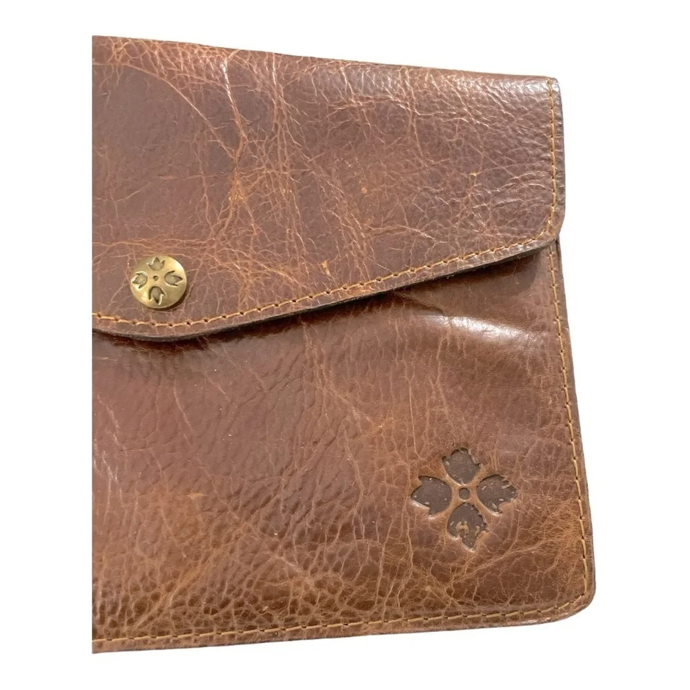 Patricia Nash Midi Leather iPad Case Clutch Brown Cognac Vintage Style - Picture 7 of 13